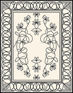Whimsical Floral Line Art Design Rug