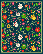 Cute Kittens Flowers Festive Pattern Rug