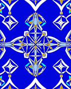 Vibrant Blue Geometric Abstract Pattern Rug