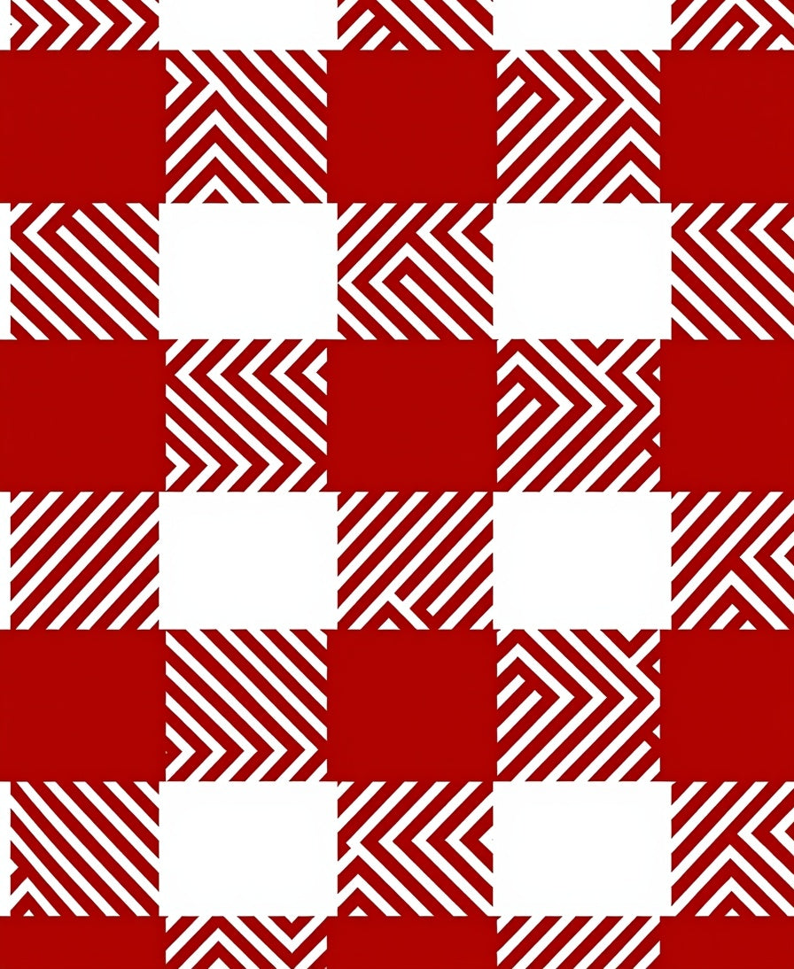 Red and White Bold Checked Pattern Rug