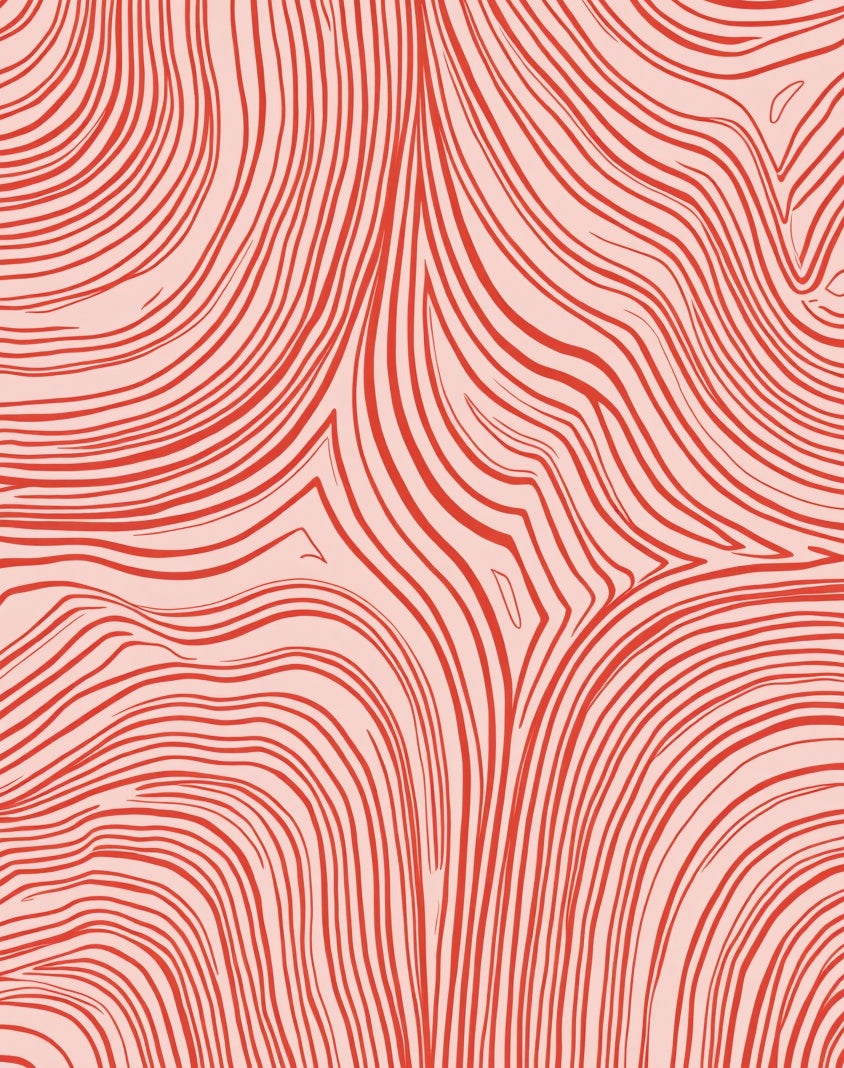 Wavy Red Striped Organic Pattern Rug