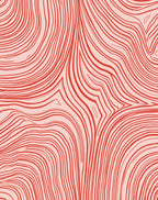 Wavy Red Striped Organic Pattern Rug