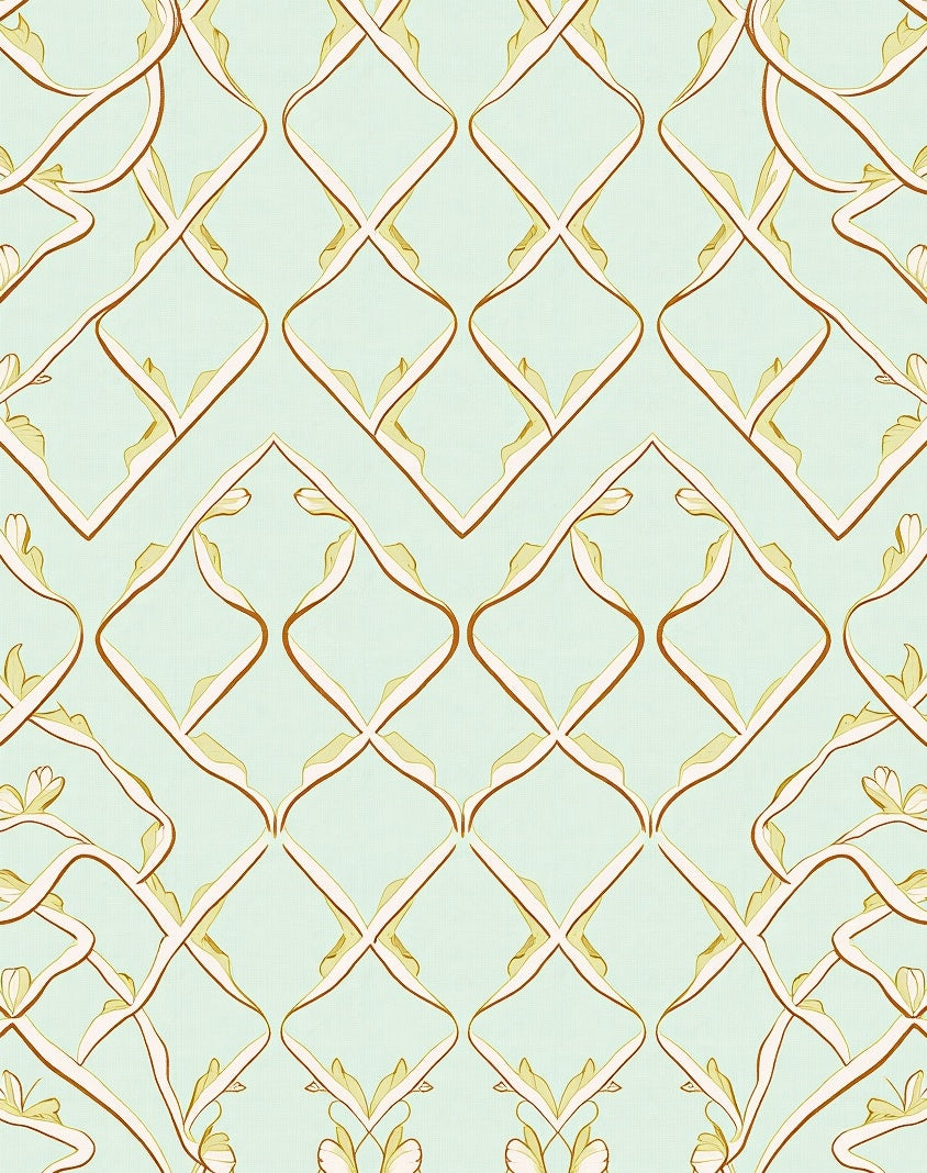 Subtle Pastel Chain Link Floral Design Rug