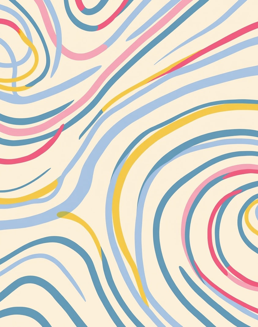 Abstract Swirling Pastel Lines Rug