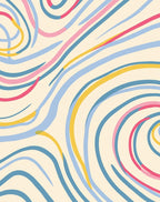 Abstract Swirling Pastel Lines Rug