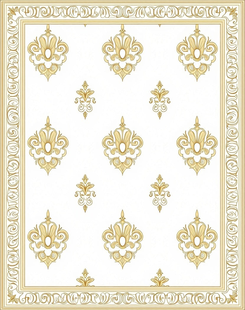 Gold Elegant Damask Pattern Rug
