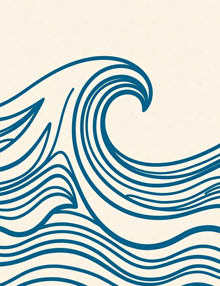 Ocean Wave Outline Print Rug