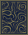 Abstract Swirls Blue Gold Design Rug