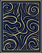 Abstract Swirls Blue Gold Design Rug