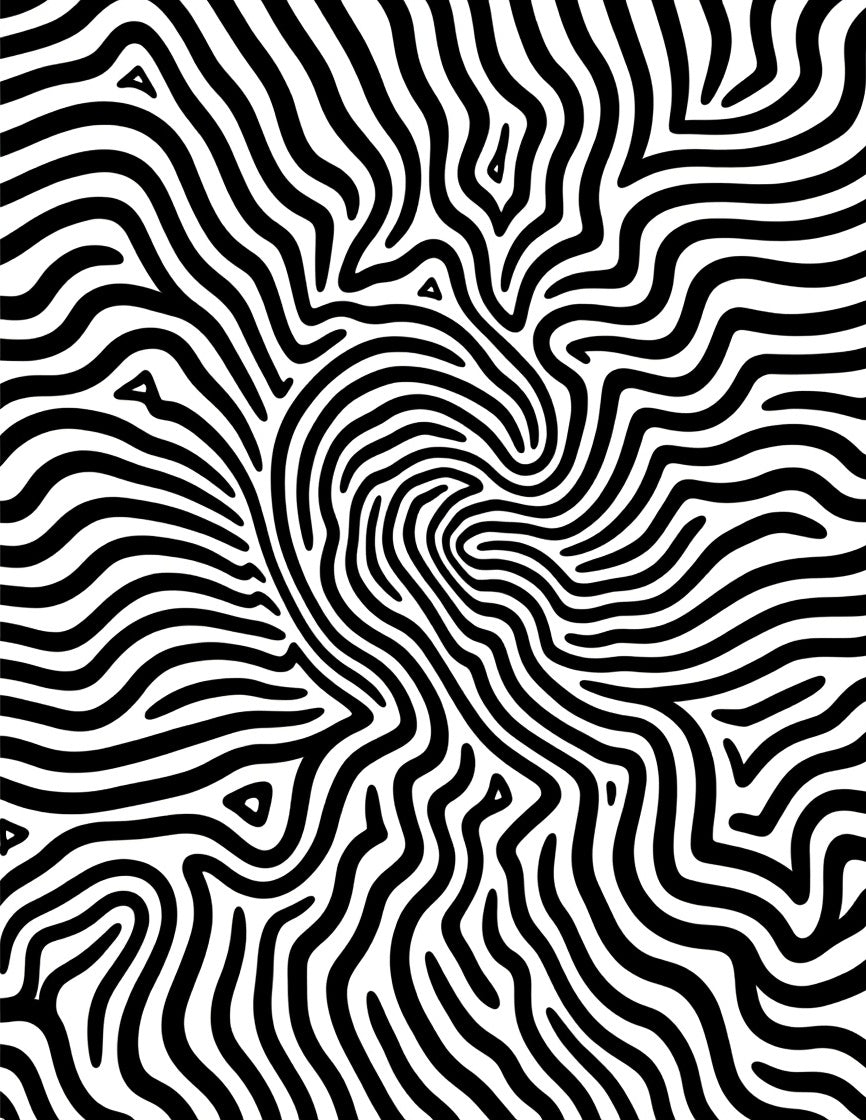 Monochrome Organic Wavy Pattern Rug