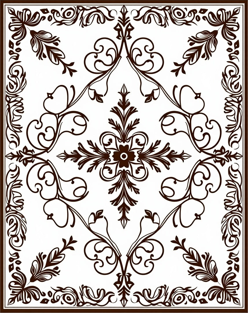 Ornate Swirl Floral Pattern Rug