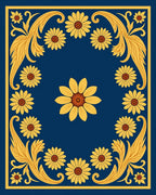 Symmetrical Floral Border With Centerpiece Rug