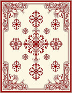 Traditional Red Cream Damask Rug