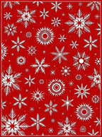 Red Snowflake Pattern Festive Design Rug