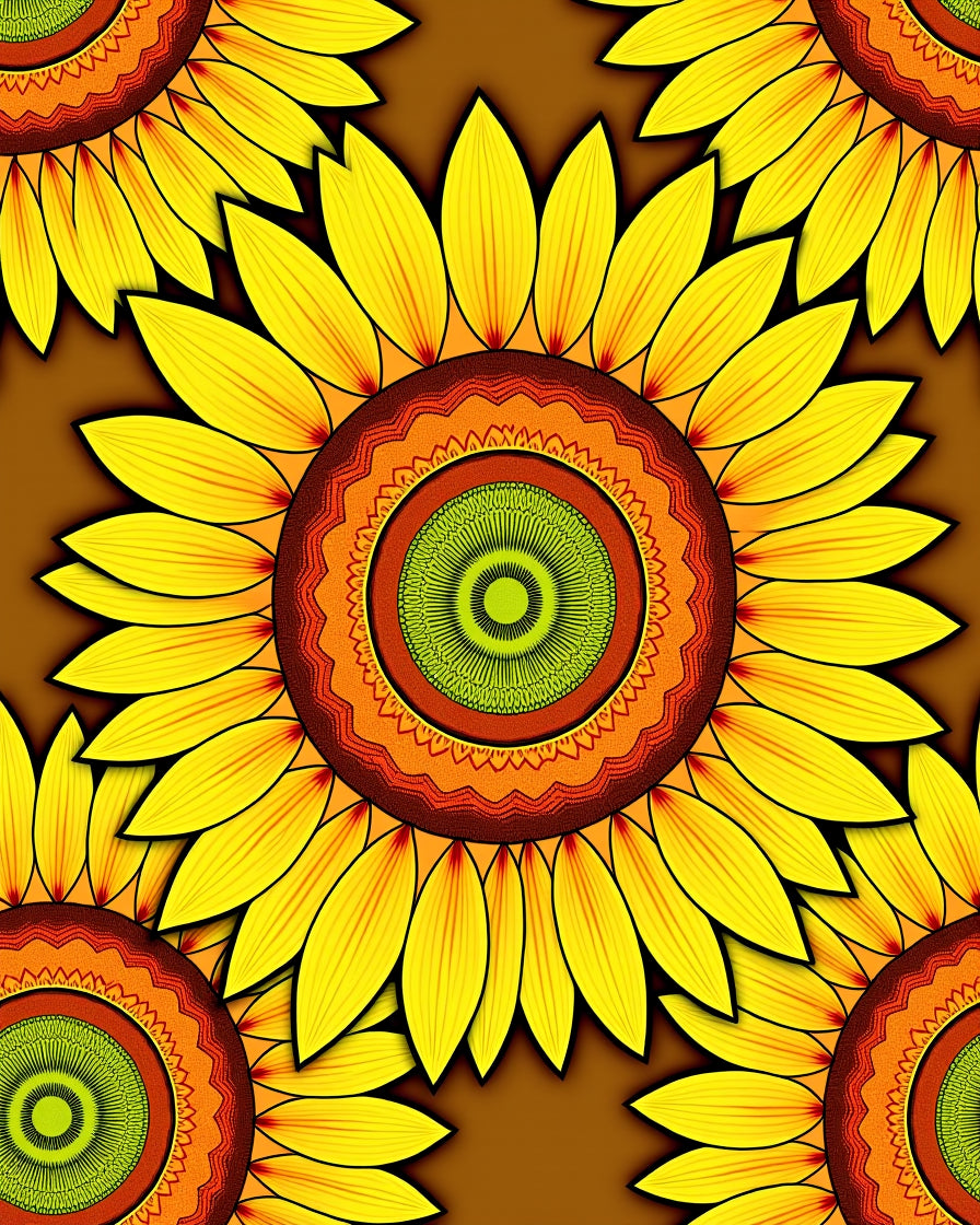 Vibrant Sunburst Mandala Pattern Rug