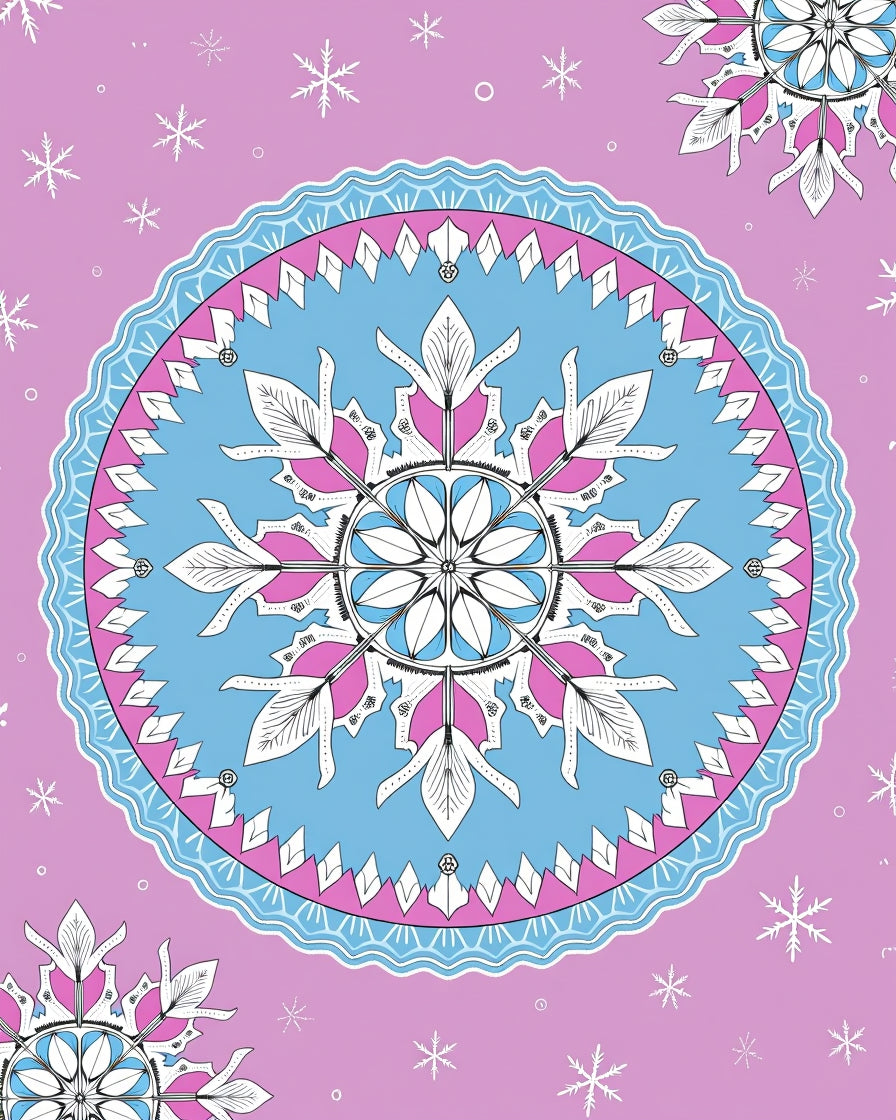 Winter Mandala Snowflake Style Rug
