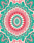Intricate Teal Pink Flower Mandala Pattern Rug