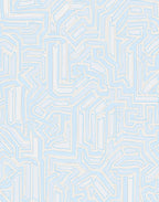 Light Blue Abstract Maze Pattern Rug