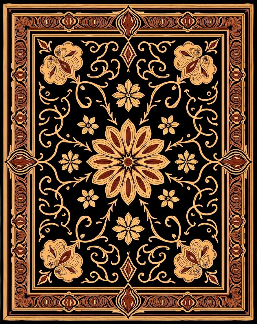 Ornate Floral Pattern Rug