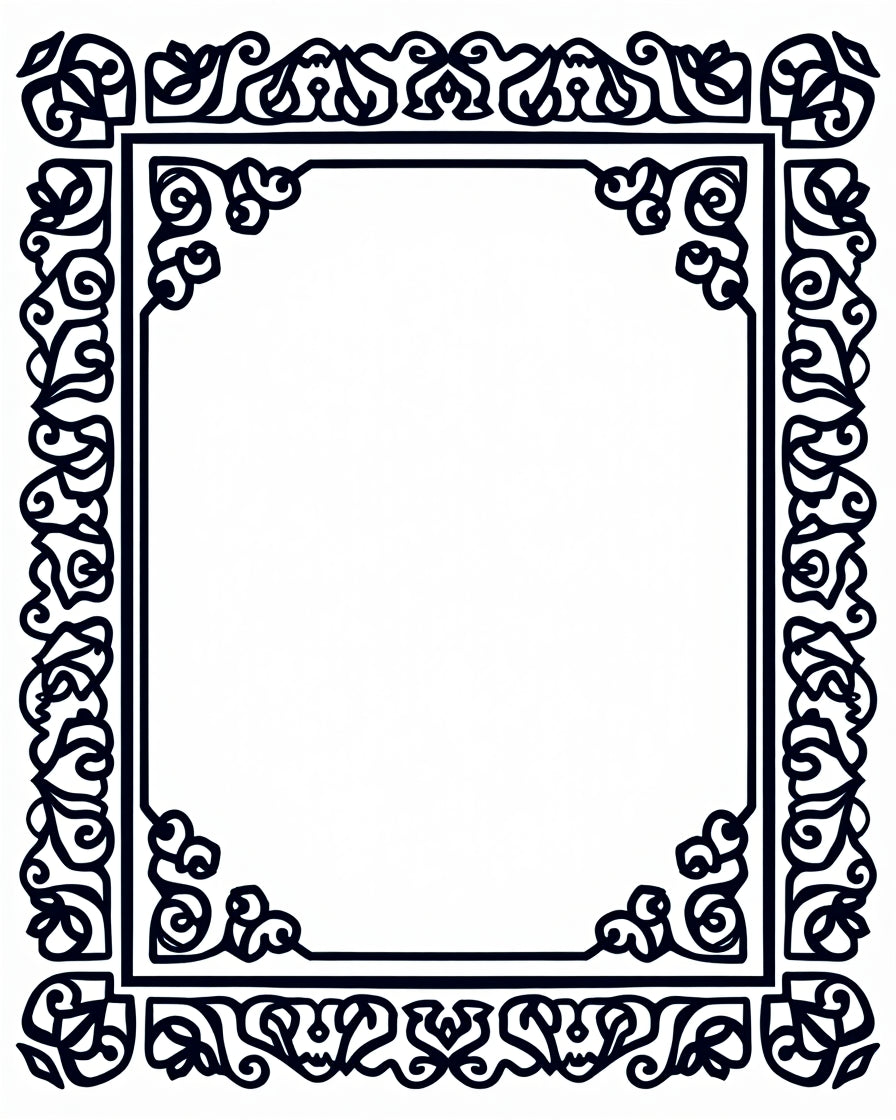 Intricate Floral Scrollwork Border Design Rug