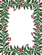 Green Holly Berries Garland Rug