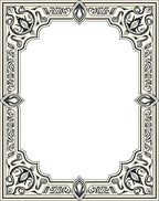 Elegant Black Floral Scrollwork Frame Rug