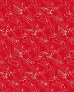 Abstract Floral Line Art Crimson Rug