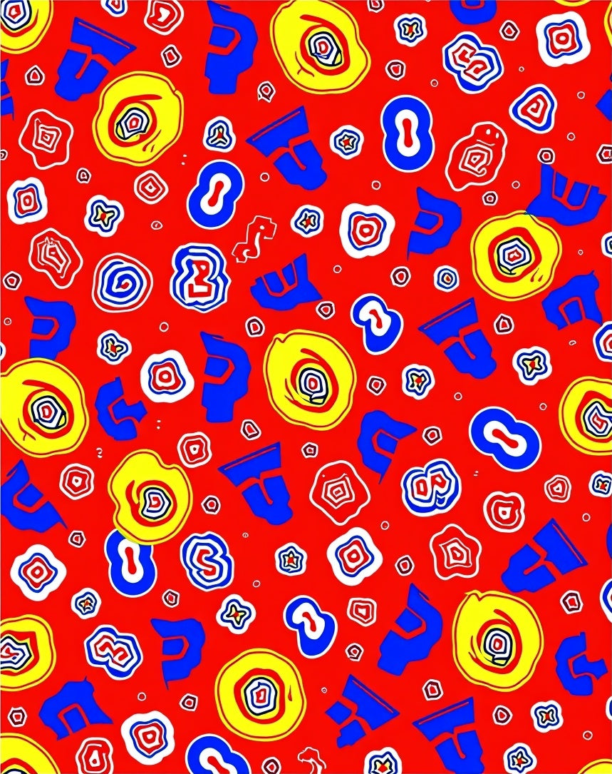 Abstract Bold Shapes Red Background Rug