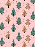 Whimsical Pine Forest Pink Rug