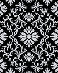Black White Floral Scroll Pattern Rug