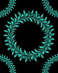 Turquoise Fern Scroll Pattern Rug