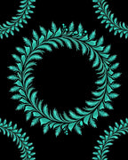 Turquoise Fern Scroll Pattern Rug