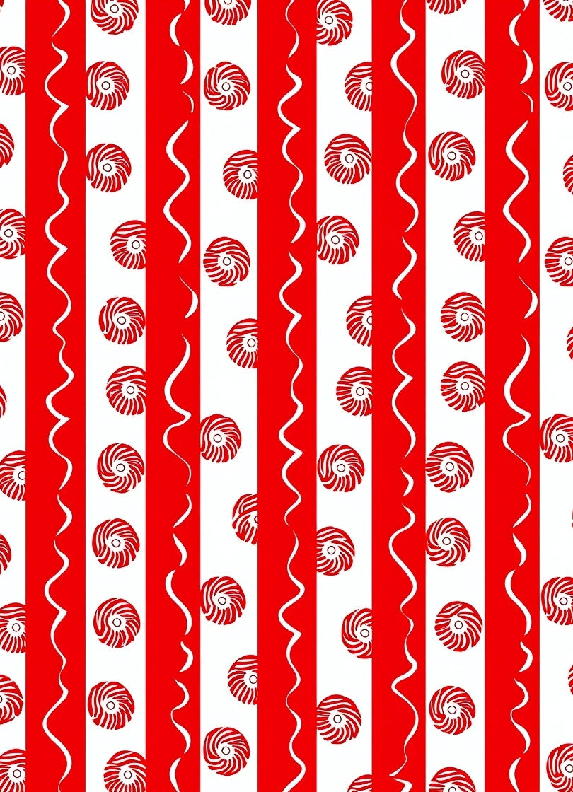 Red White Pinwheel Stripe Rug