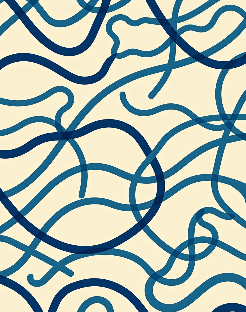 Intertwined Blue Abstract Waves Design Rug