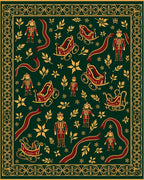 Regal Nutcracker Winter Forest Sleigh Red Rug