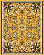 Retro Floral Swirls Ivory Design Rug