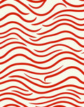 Bold Red Stripe Wave Pattern Rug