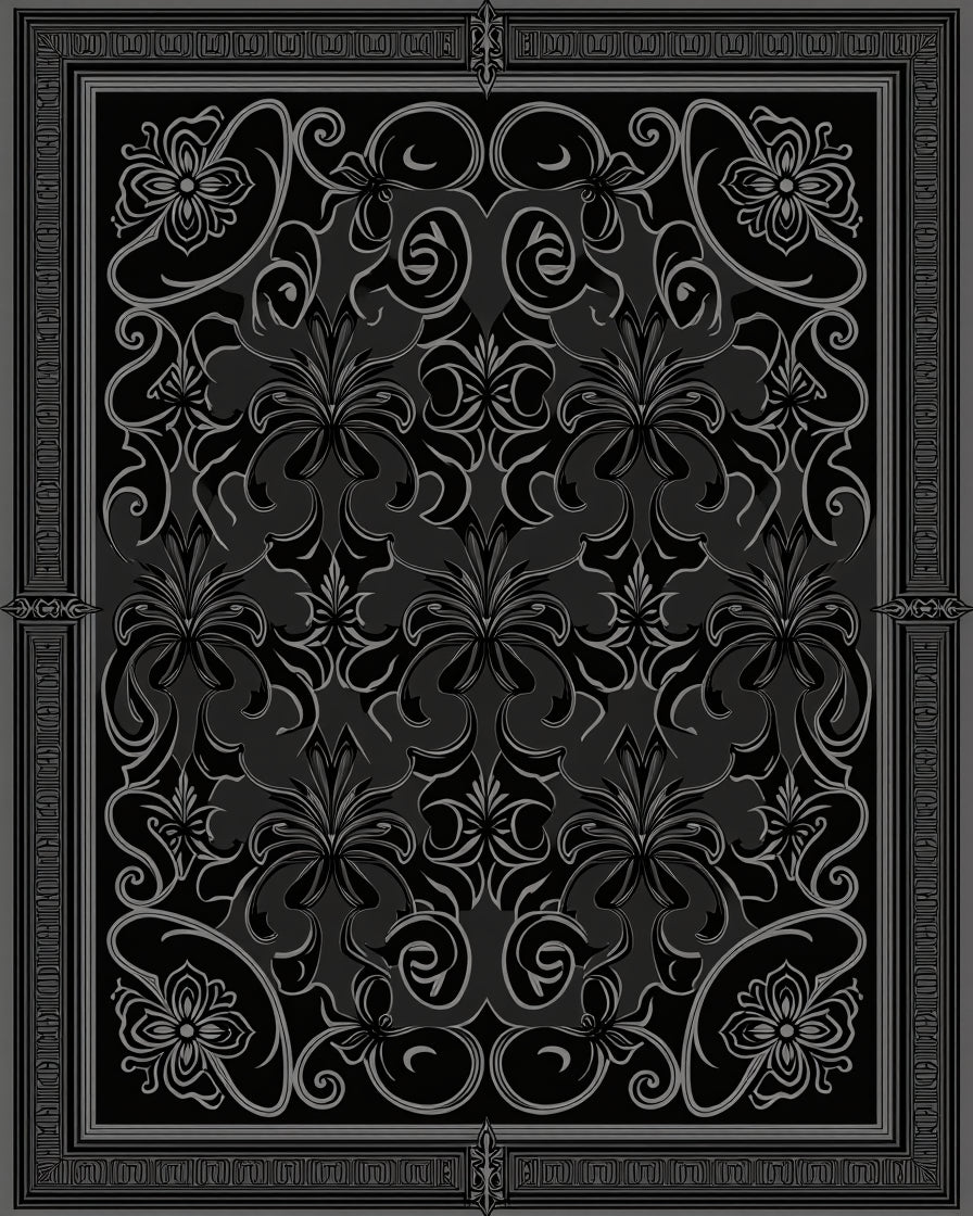 Classic Floral Swirls Gray Pattern Rug