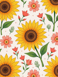Sunny Sunflower Coral Bloom Pattern Rug