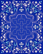 Elegant Blue Floral Symmetry Rug