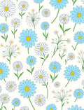 Blue and White Daisy Pattern Rug
