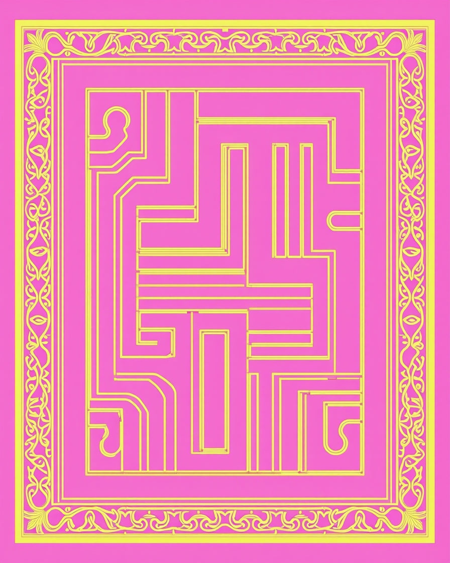 Geometric Abstract Maze Pattern Rug