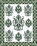 Traditional Damask Floral Scroll Pattern Rug