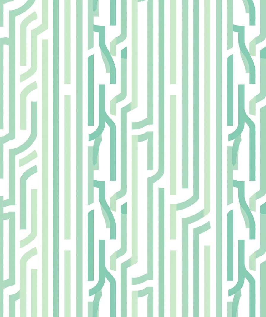 Mint Green Abstract Line Pattern Rug