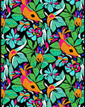 Vibrant Tropical Birds and Flowers Jungle Rug
