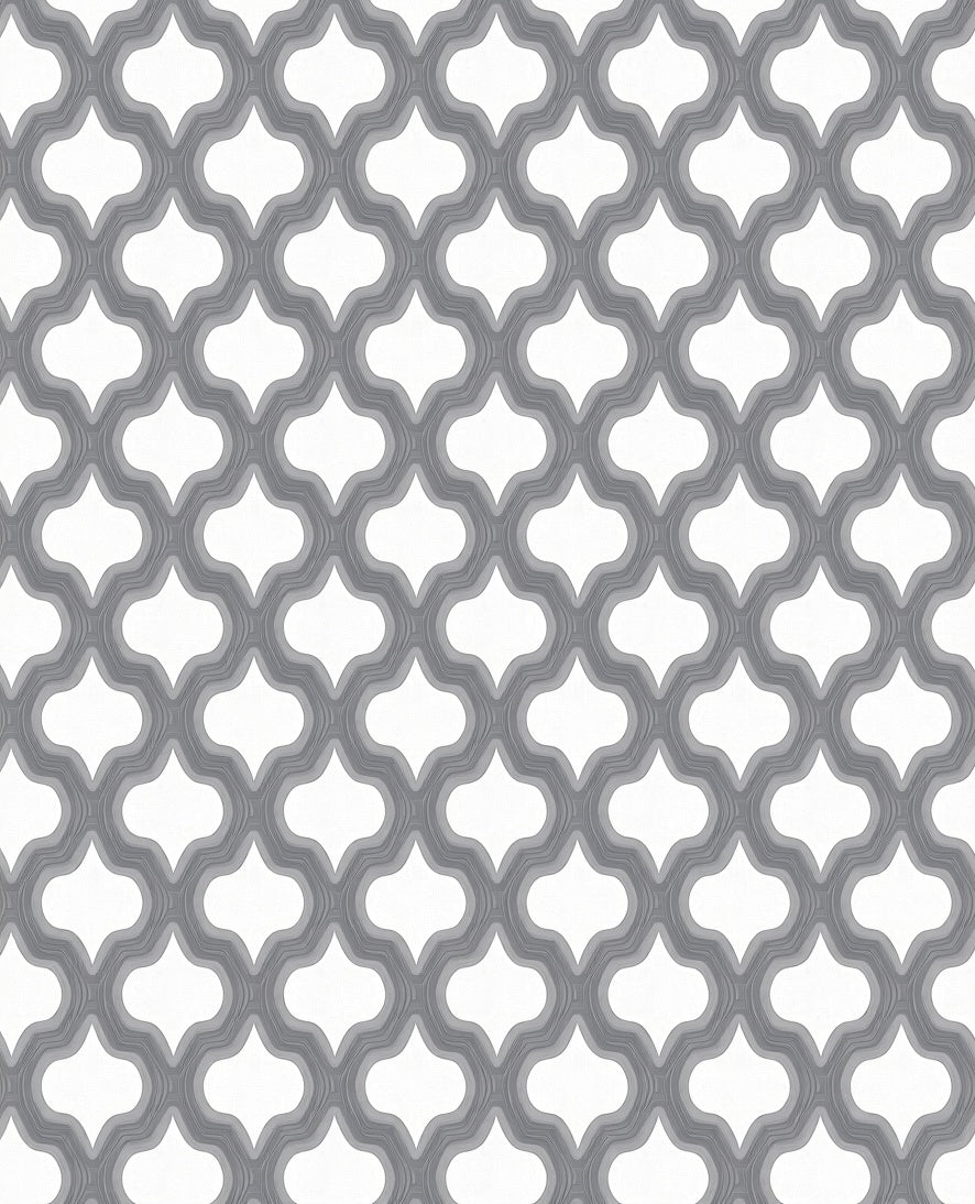 Gray Quatrefoil Geometric Pattern Rug