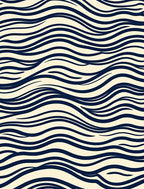 Navy And Cream Wavy Lines Rug