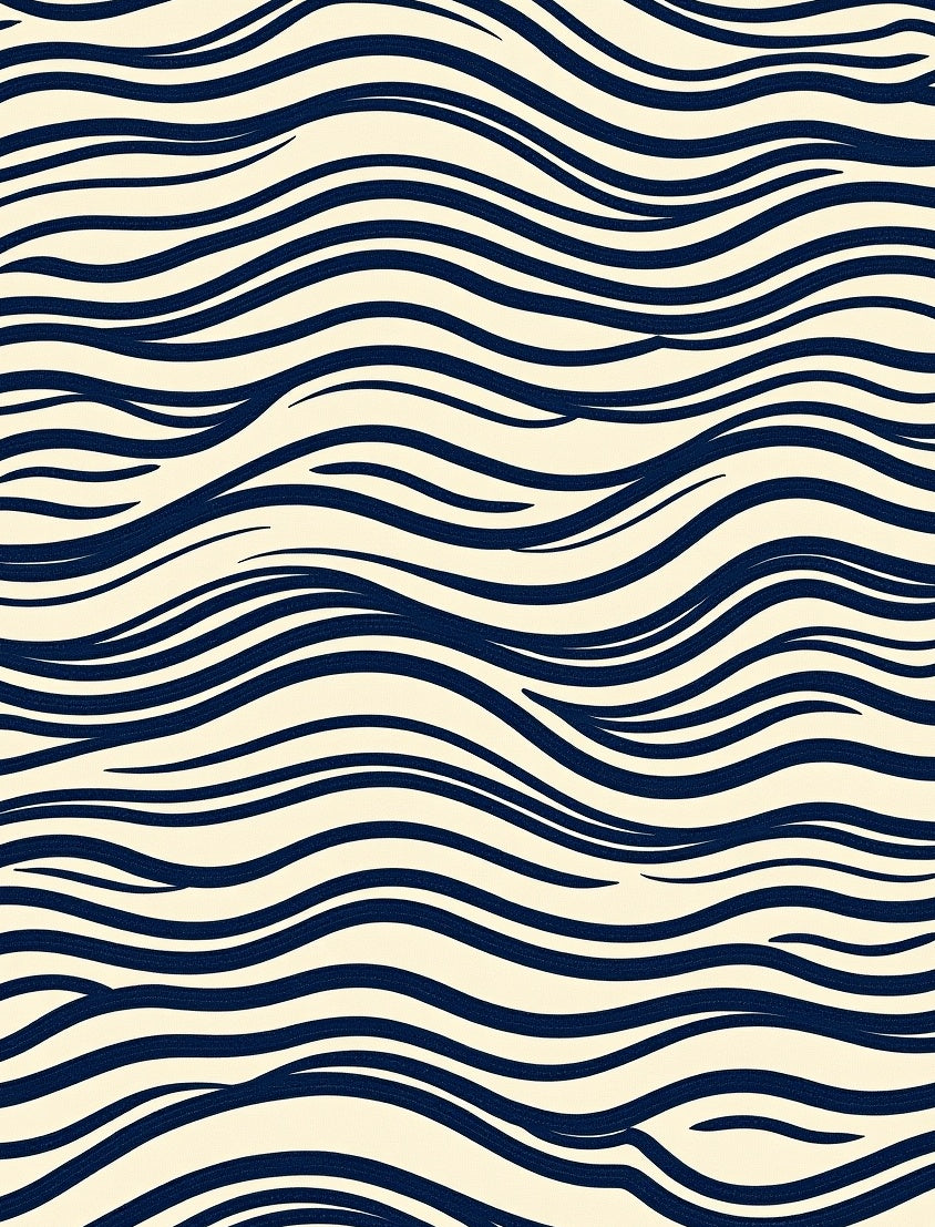 Navy And Cream Wavy Lines Rug