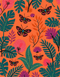 Tropical Butterflies and Leaves Pattern Rug