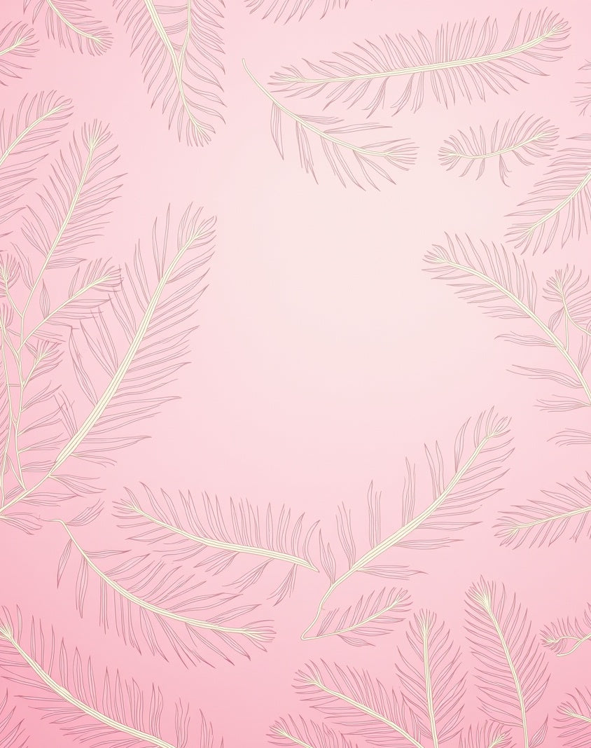 Delicate Feather Patterned Pink Rug